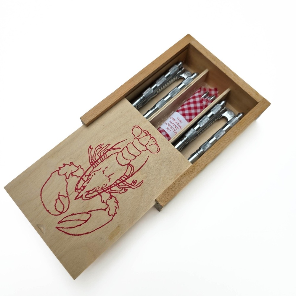 VTG Maine Lobster Kit for 4 Wood Box Nezinscot Guild Verso‎ Maine NIB USA
